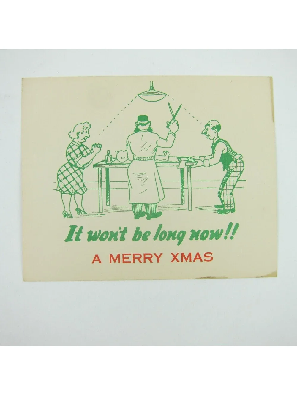 Christmas Card Comic Humor Baby Boy Circumcision Won't Be Long Risque Vintage